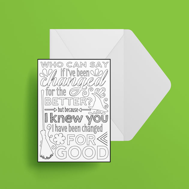 Wicked "Defying Gravity" NOTE CARDS Coloring Broadway