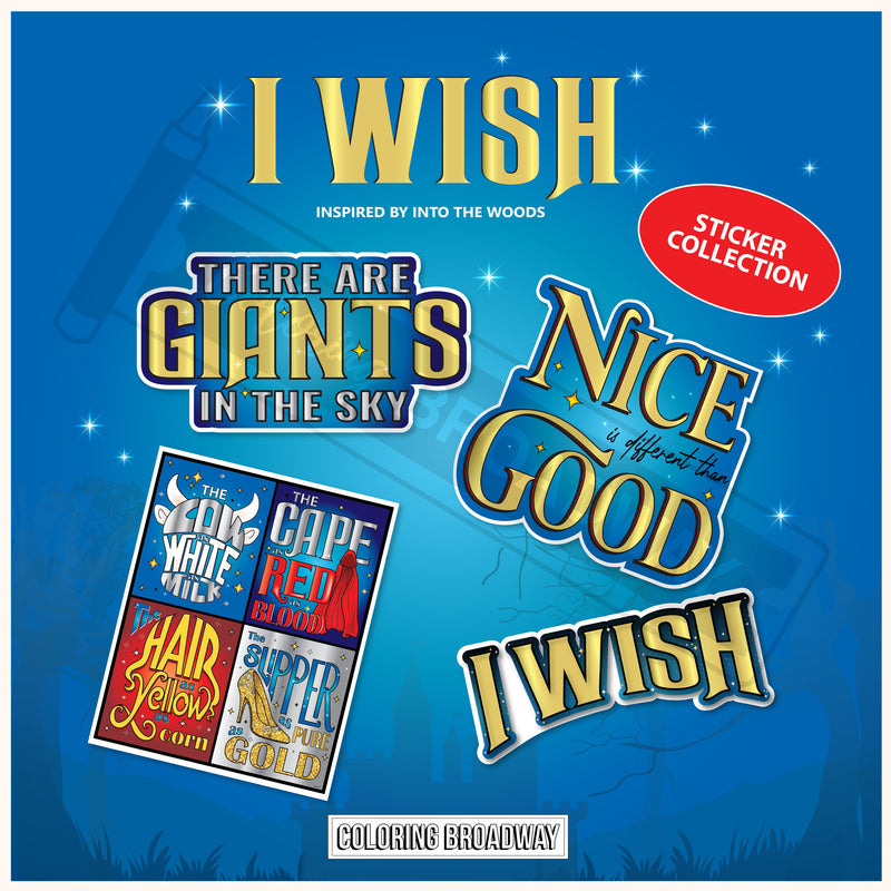 Into the Woods "I Wish" Sticker Collection – (Set of 4 – 3” Die Cut Stickers)