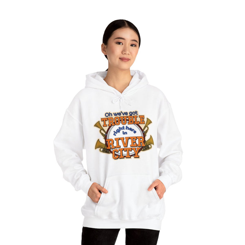 Coloring Broadway- Oh We've Got Trouble Right Here in River City Musical Theater Unisex Heavy Blend™ Hooded Sweatshirt