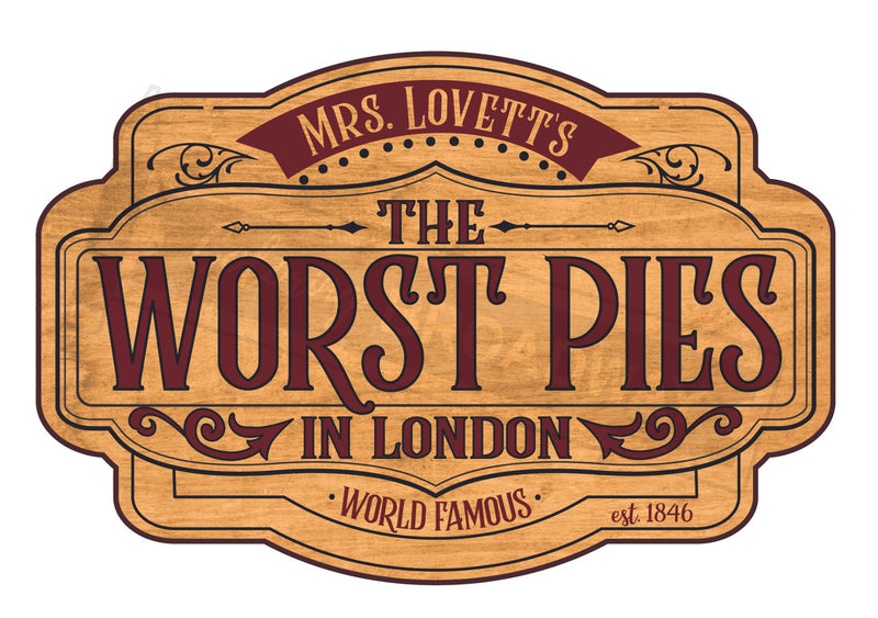 Sweeney Todd "The Worst Pies in London" Sticker Collection – (Set of 4 – 3” Die Cut Stickers)