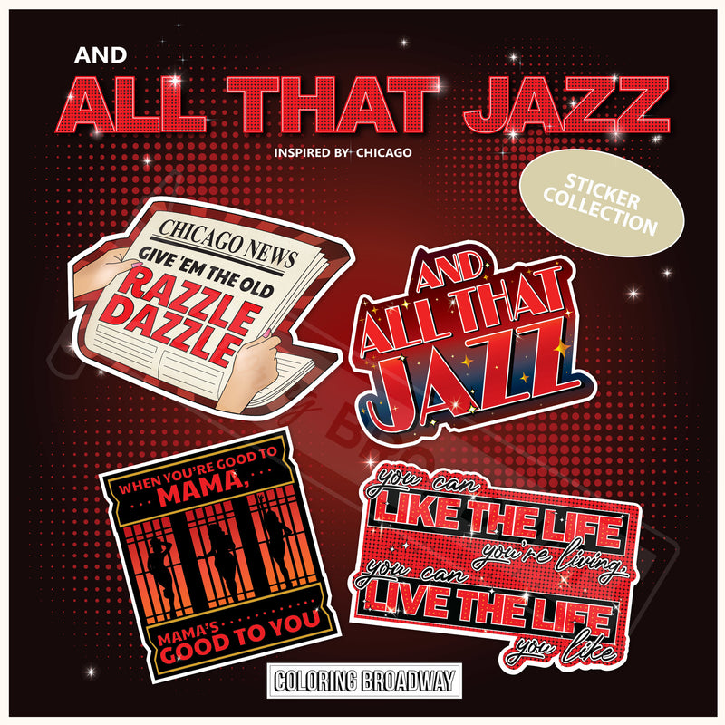 Chicago "And All That Jazz" Sticker Collection – (Set of 4 – 3” Die Cut Stickers)