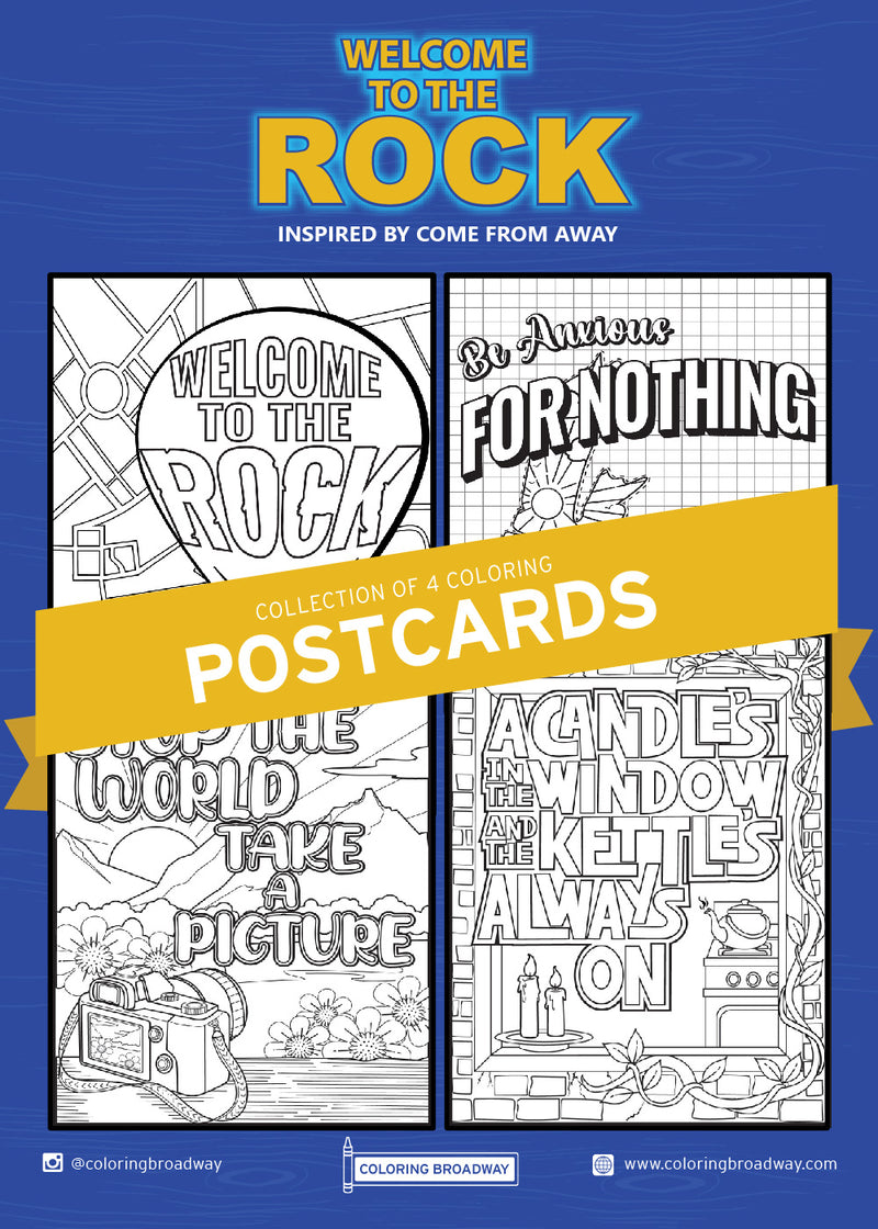 Come From Away "Welcome to the Rock" - Coloring Postcards