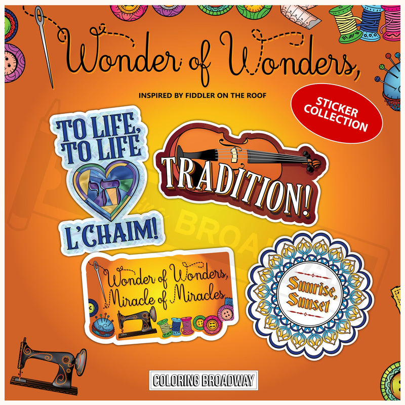 Fiddler on the Roof "Wonder of Wonders" Sticker Collection – (Set of 4 – 3” Die Cut Stickers)