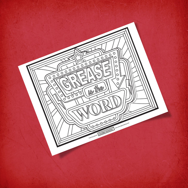 Grease "Grease is the Word" Collection PAGES Coloring Broadway