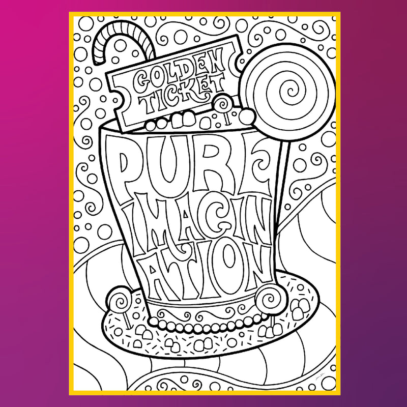 Charlie & the Chocolate Factory "Pure Imagination" - Coloring Postcards