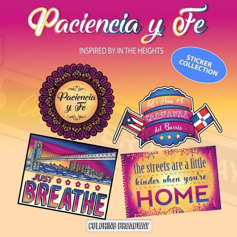 In the Heights “Paciencia y Fe” Sticker Collection – (Set of 4 – 3” Die Cut Stickers)