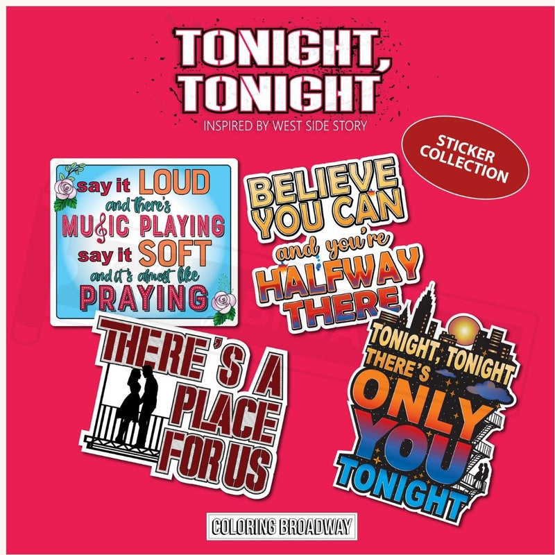 West Side Story "Tonight Tonight" Sticker Collection – (Set of 4 – 3” Die Cut Stickers)